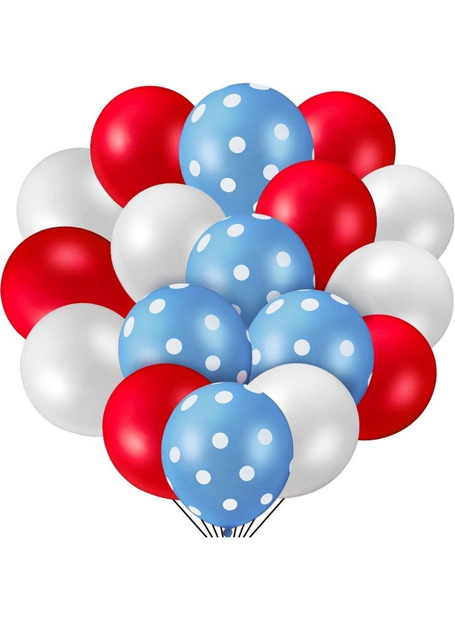 Gejoy 55 Pcs Red Blue White Balloons Decoration 12 Inch Polka Dot Latex Balloons Arch Kit for Nautical Baseball Theme Party Birthday Wedding Decoration - Image 1