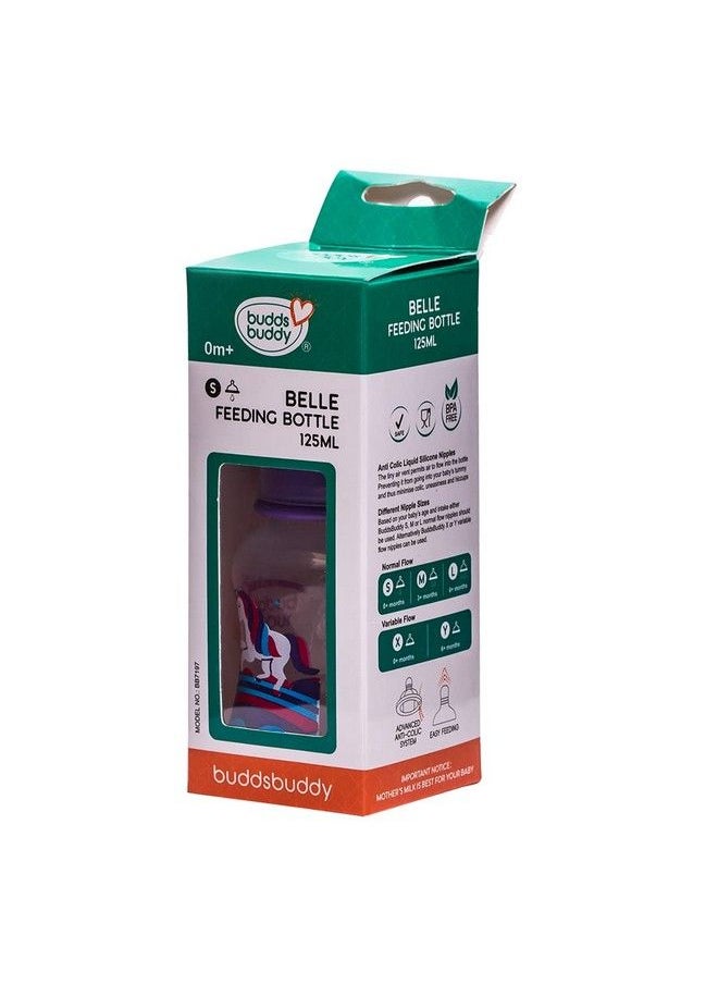 BuddsBuddy Belle Bpa Free Regular Neck Baby Feeding Bottle (Purple 125 Ml)  - Image 4