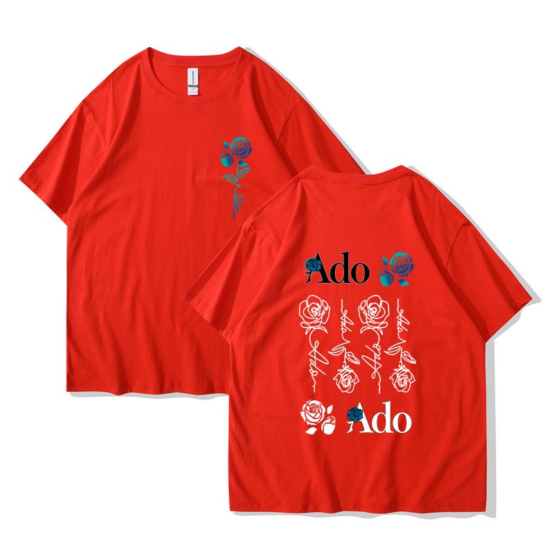 Ado Blue Rose T Shirt Wish World Tour Merch T Shirt Men Women Fashion Casual Harajuku Short Sleeve - Image 1
