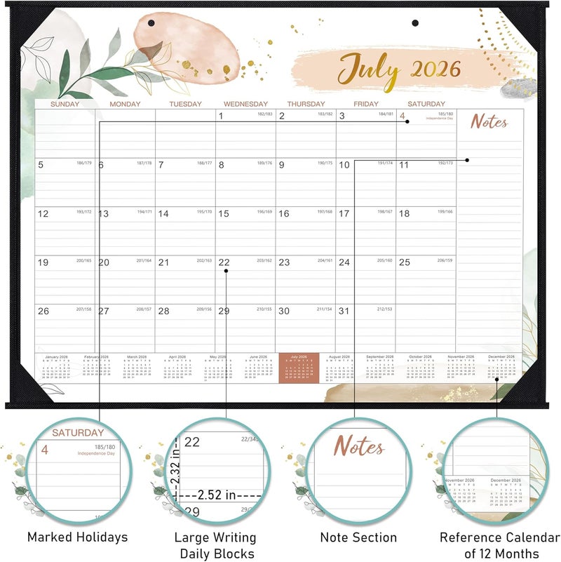Feteulo 2026 Desk Calendar - Desk Calendar 2026, 22" x 17", July 2025 - December 2026, 18 Monthly Desk/Wall Calendar, Large Ruled Blocks, Notes, Thick Paper, Corner Protector - Image 3