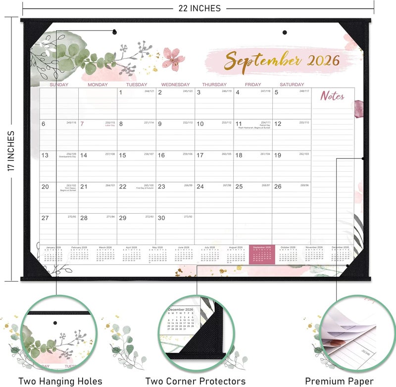 Feteulo 2026 Desk Calendar - Desk Calendar 2026, 22" x 17", July 2025 - December 2026, 18 Monthly Desk/Wall Calendar, Large Ruled Blocks, Notes, Thick Paper, Corner Protector - Image 4