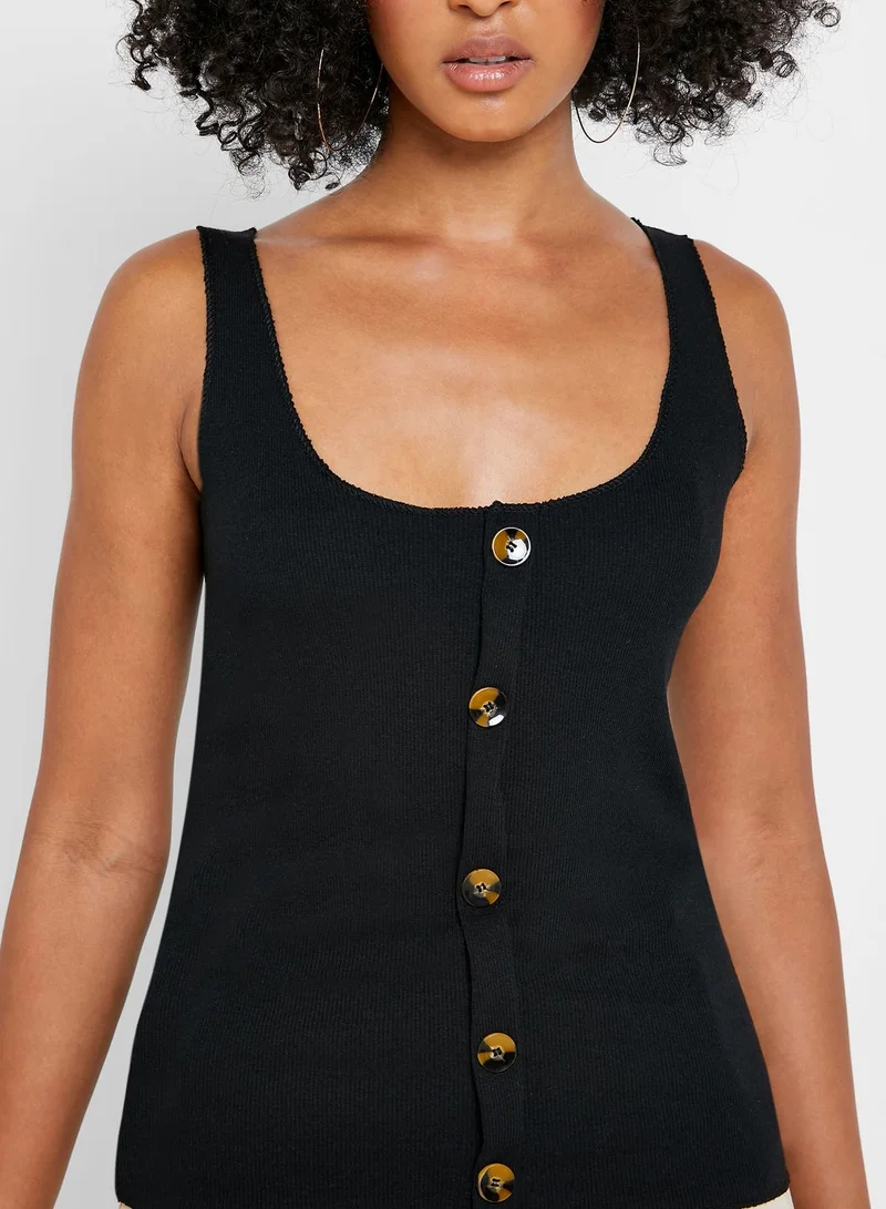 Ginger Ribbed Button Front Cami Top