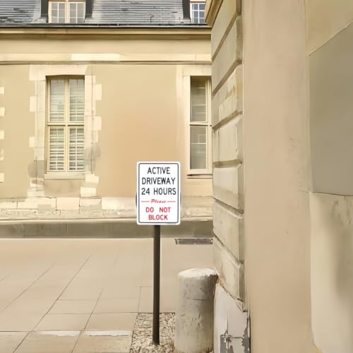 Enjoyist 2-Pack Active Driveway Signs, 24 Hours Please Do Not Block, 12"x 8" .04" Aluminum Reflective Signs - Rust Free, UV Protected & Weatherproof - Image 4