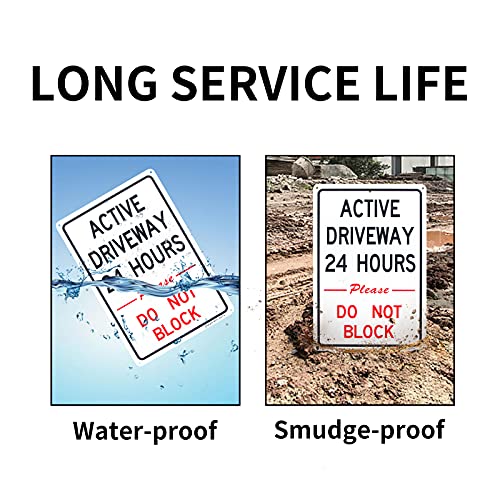 Enjoyist 2-Pack Active Driveway Signs, 24 Hours Please Do Not Block, 12"x 8" .04" Aluminum Reflective Signs - Rust Free, UV Protected & Weatherproof - Image 3