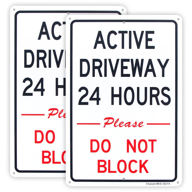 Enjoyist 2-Pack Active Driveway Signs, 24 Hours Please Do Not Block, 12"x 8" .04" Aluminum Reflective Signs - Rust Free, UV Protected & Weatherproof - Image 5