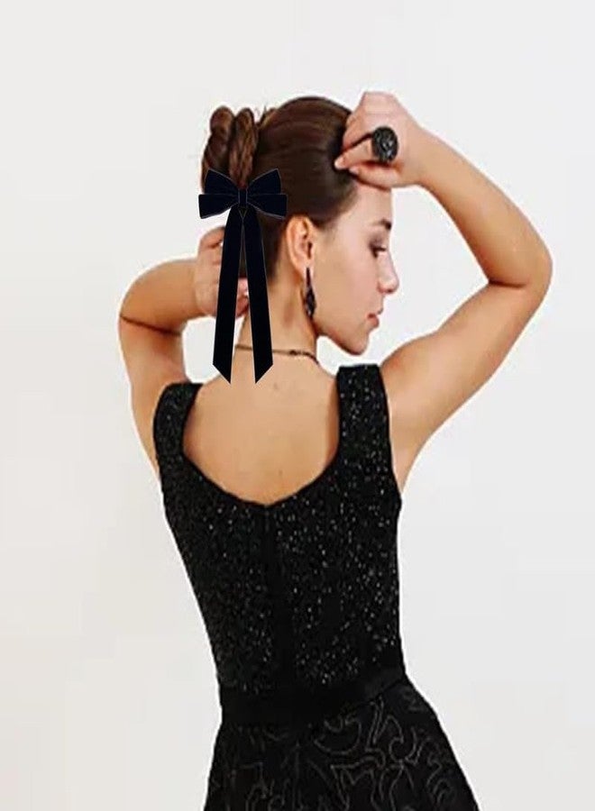 CHIROGRAPHY 3PCS Luxury Velvet Hair Bows 2 Sizes Black Soft Velvet Bow Hair Clips for Women and Girls Long Ponytail Knot Bows Alligator Clip Toddlers Ribbon Accessories - Image 4