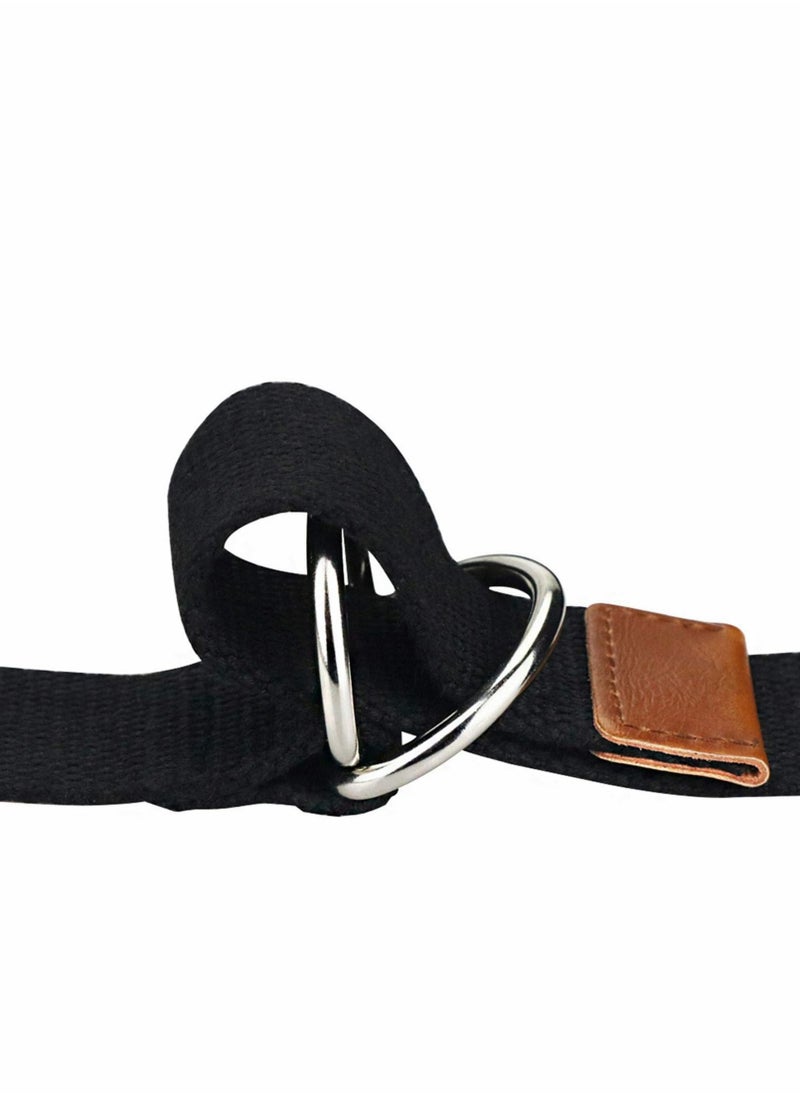 KASTWAVE - Canvas Belt, 2PCS Double D-ring Web Belt for Men Women Casual Adjustable Outdoor Sports Soft, Comfortable and Durable Quality Canvas, Black, Khaki - Image 1