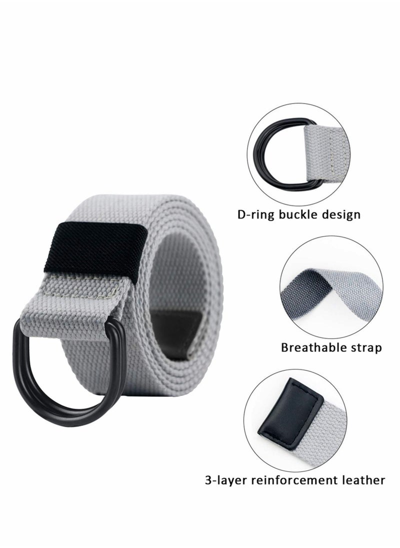 KASTWAVE - Canvas Belt, 2PCS Double D-ring Web Belt for Men Women Casual Adjustable Outdoor Sports Soft, Comfortable and Durable Quality Canvas, Black, Khaki - Image 1