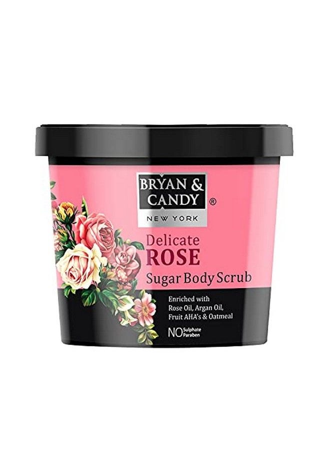 BRYAN & CANDY New York Delicate Rose Sugar Body Scrub Enriched with Rose Oil Argan Oil Fruit AHA's And Oatmeal to Remove Dead Skin Cells for Glowing Skin (200gm)  - Image 1