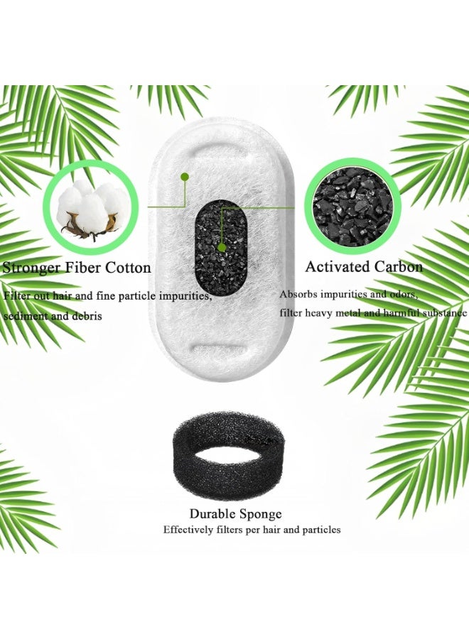 منى للألعاب فلاتر استبدال لنافورة مياه القطط سعة 3.2 لتر من الستانلس ستيل، طقم 4 + 4 فلاتر قابلة للغسل مع نظام ترشيح ثلاثي، كربون نشط وإسفنجة ترشيح - Image 2