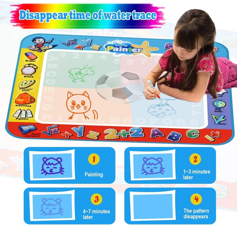 ALAGO Aqua Coloring Mat,Kids Toys Large Water Painting Mat,Toddlers Doodle Pad with 4 Colors,Gifts for Girls Boys Age 3 4 5+ Years Old,4 Pens,Drawing Molds and Booklet Included - Image 4