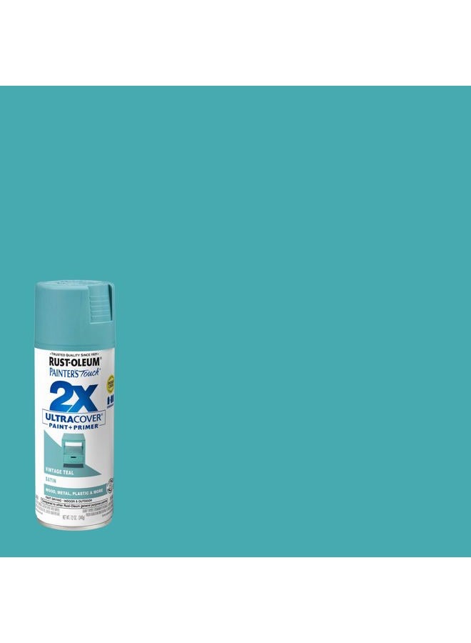 RUST-OLEUM 334090 Painter's Touch 2X Ultra Cover Spray Paint, 12 oz, Satin Vintage Teal - Image 2