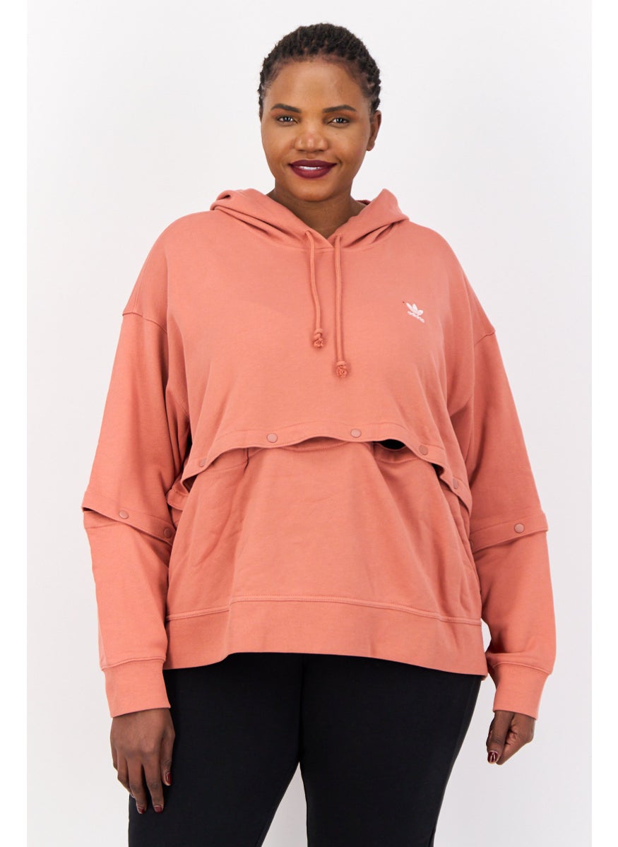 adidas Originals Women Plus Size Long Sleeves Training Hoodie, Pink  - Image 1