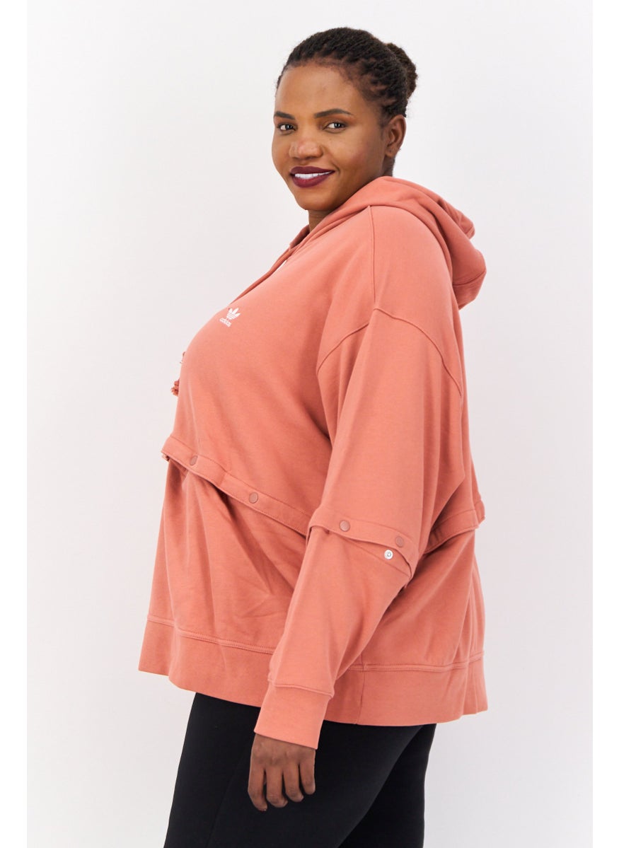 adidas Originals Women Plus Size Long Sleeves Training Hoodie, Pink  - Image 4