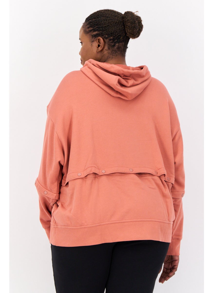 adidas Originals Women Plus Size Long Sleeves Training Hoodie, Pink  - Image 3