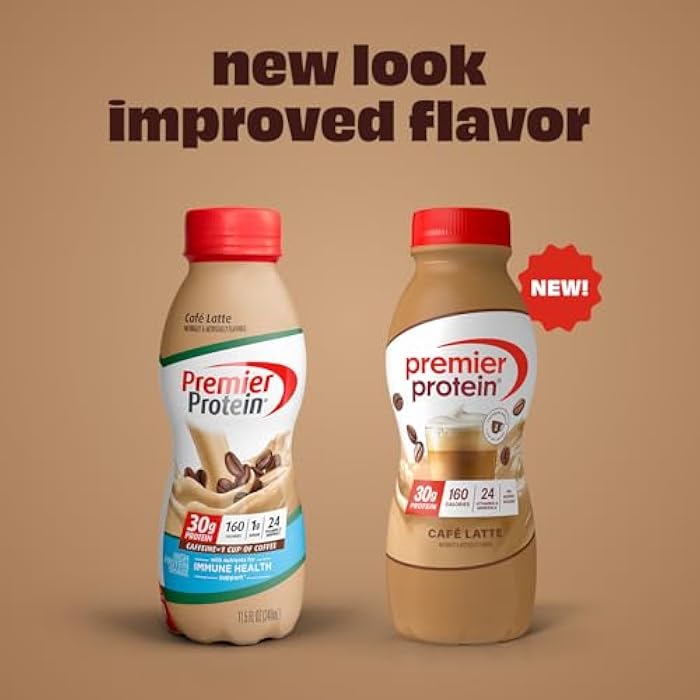Premier Protein Shake, Café Latte, 30g Protein, No Added Sugar, 24 Vitamins & Minerals to Support Immune Health, 11.5 fl oz, 1 Pack (Packaging May Vary) - Image 2