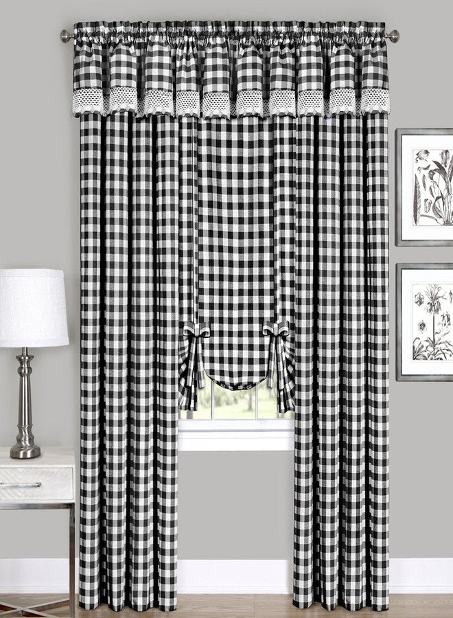 ACHIM Buffalo Check Panel Window Curtain - 42 Inch Width, 95 Inch Length - Black & White Plaid - Light Filtering Farmhouse Country Drapes for Bedroom Living & Dining Room Home Decor - Image 1