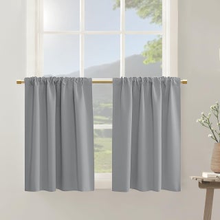 Half Window Tier Light Gray Short Curtains 30 Inches Long for Small Window Treatments Rod Pocket Solid Blackout Grey Cafe Curtains for Kitchen/Kids Bedroom/Cabinet/Basement/RV Bunk Bed  One Pair - pzsku/ZDD45D22815D60FC72BF2Z/45/1749650014/11f31617-f5ed-4b29-b22c-fbc087e1f36f