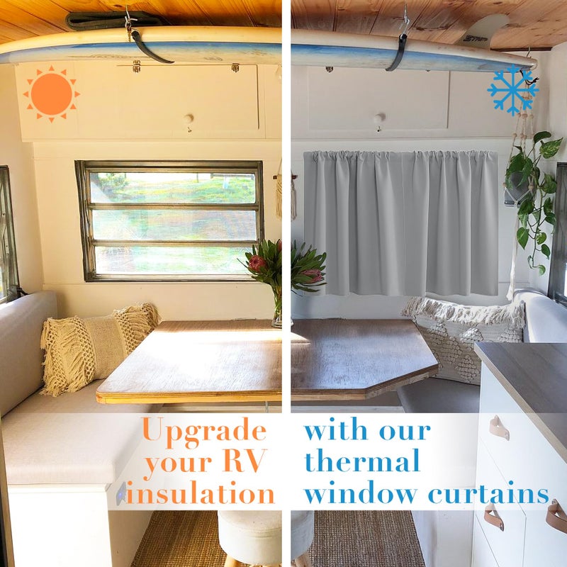 Half Window Tier Light Gray Short Curtains 30 Inches Long for Small Window Treatments Rod Pocket Solid Blackout Grey Cafe Curtains for Kitchen/Kids Bedroom/Cabinet/Basement/RV Bunk Bed  One Pair