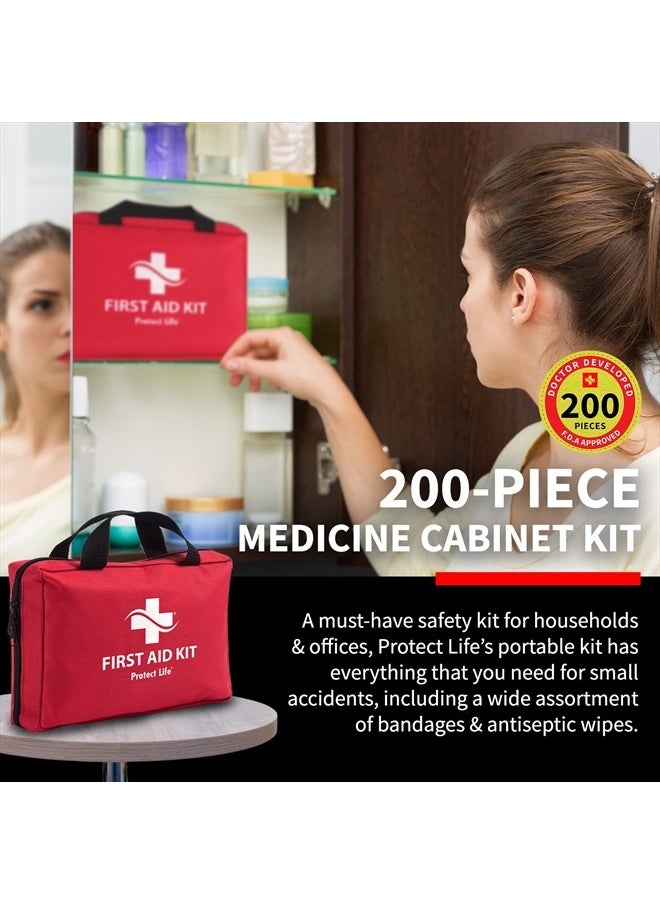 Protect Life - First Aid Kit for Home/Business | HSA/FSA Eligible Emergency Kit | Hiking First aid kit Camping | Travel First Aid Kit for Car|Small First Aid Kit Travel/Survival Medical kit - 200 Pieces - Image 1