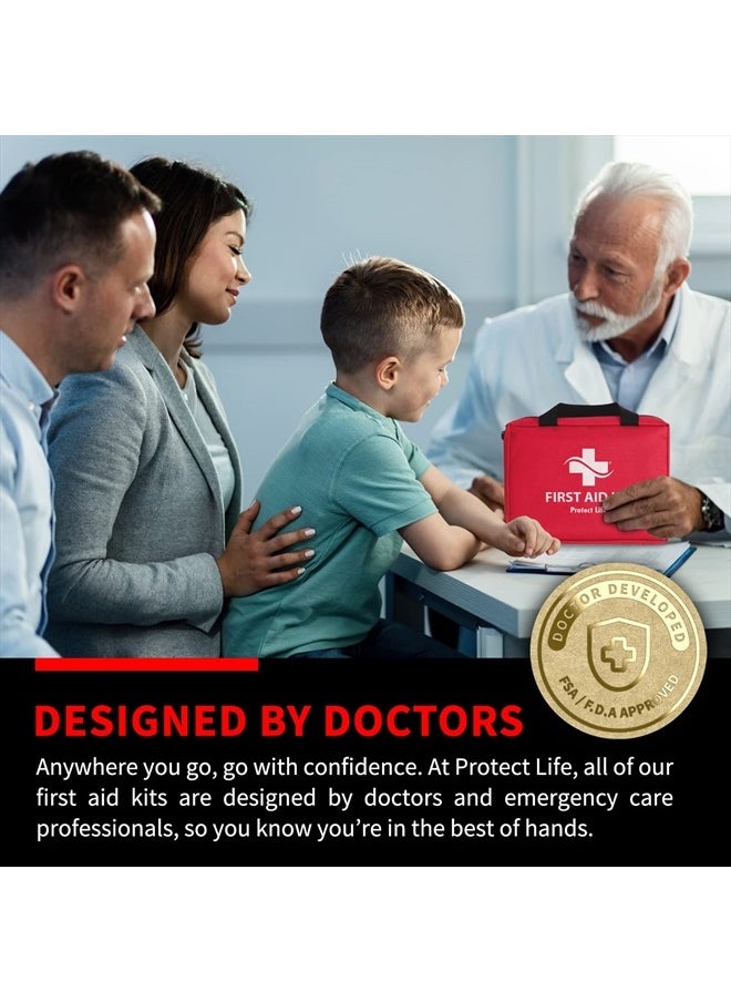 Protect Life - First Aid Kit for Home/Business | HSA/FSA Eligible Emergency Kit | Hiking First aid kit Camping | Travel First Aid Kit for Car|Small First Aid Kit Travel/Survival Medical kit - 200 Pieces - Image 1