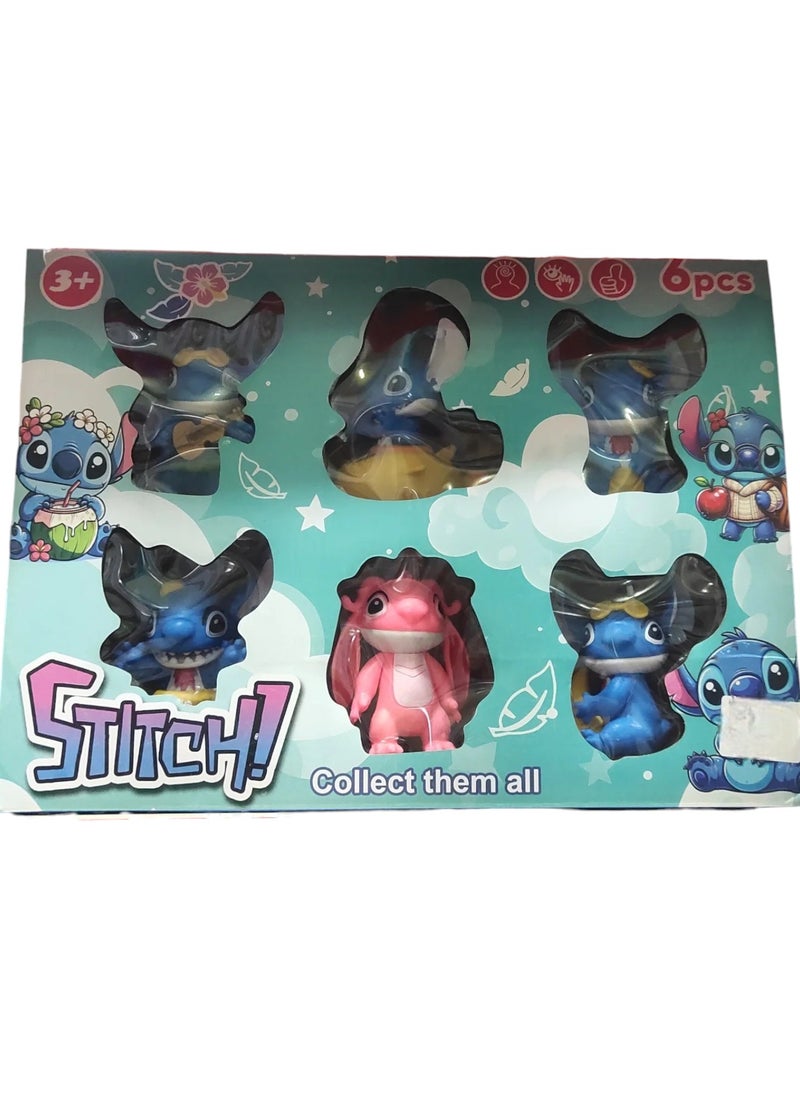6-Piece Stitch Action Figure Set Lilo and Stitch Model Statue Figure Toy, Cartoon Realistic Model Ornament Cartoon Figure Toy for Collection Decoration