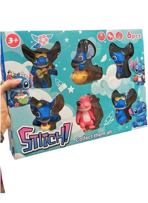 6-Piece Stitch Action Figure Set Lilo and Stitch Model Statue Figure Toy, Cartoon Realistic Model Ornament Cartoon Figure Toy for Collection Decoration