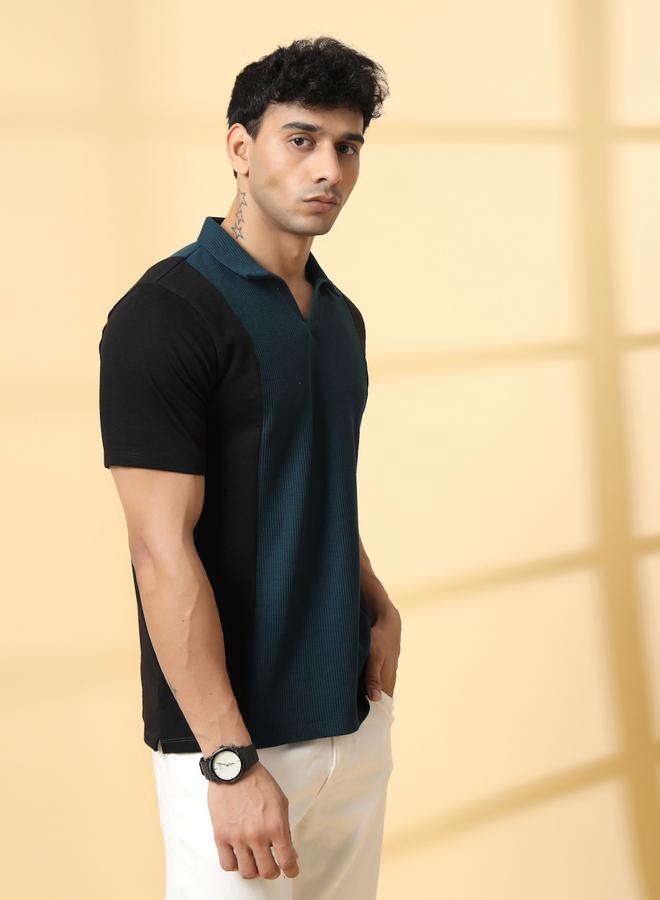 Rigo Men Textured Pannel Polo T-shirt By Rigo - Image 5