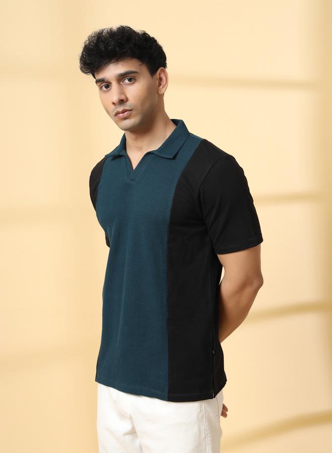 Rigo Men Textured Pannel Polo T-shirt By Rigo - Image 4