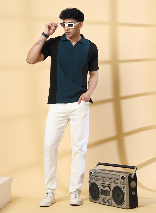 Rigo Men Textured Pannel Polo T-shirt By Rigo - Image 2