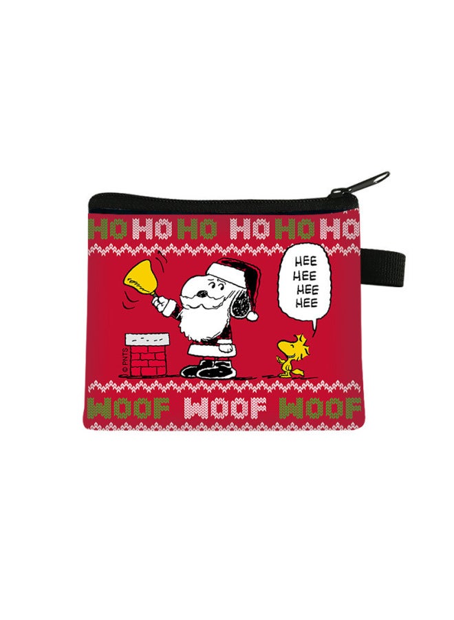 Snoopy Christmas Coin Purse Kidsren's Printed Mini Storage Small Wallet Portable Key Card Holder Flap Pocket Pants Bag Batch