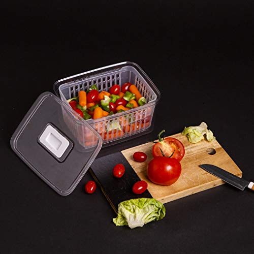 BINO | Produce Saver - 6.8 Cup/1.6L | Fridge Storage Containers for Fruits and Vegetables | Adjustable Air Vent, Removable Basket | BPA-Free Fridge Organizers - Image 4