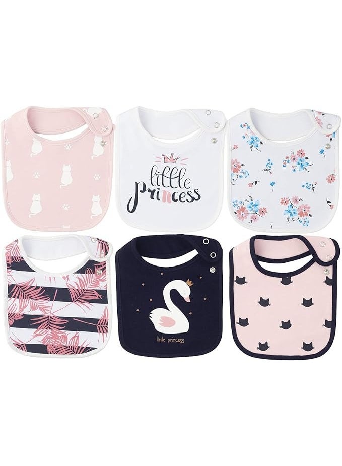 Maiwaput Maiwa 6 Pack Waterproof Cotton Baby Bibs for Girls Boys for Drooling Eating with Snaps Multi2a - Image 3