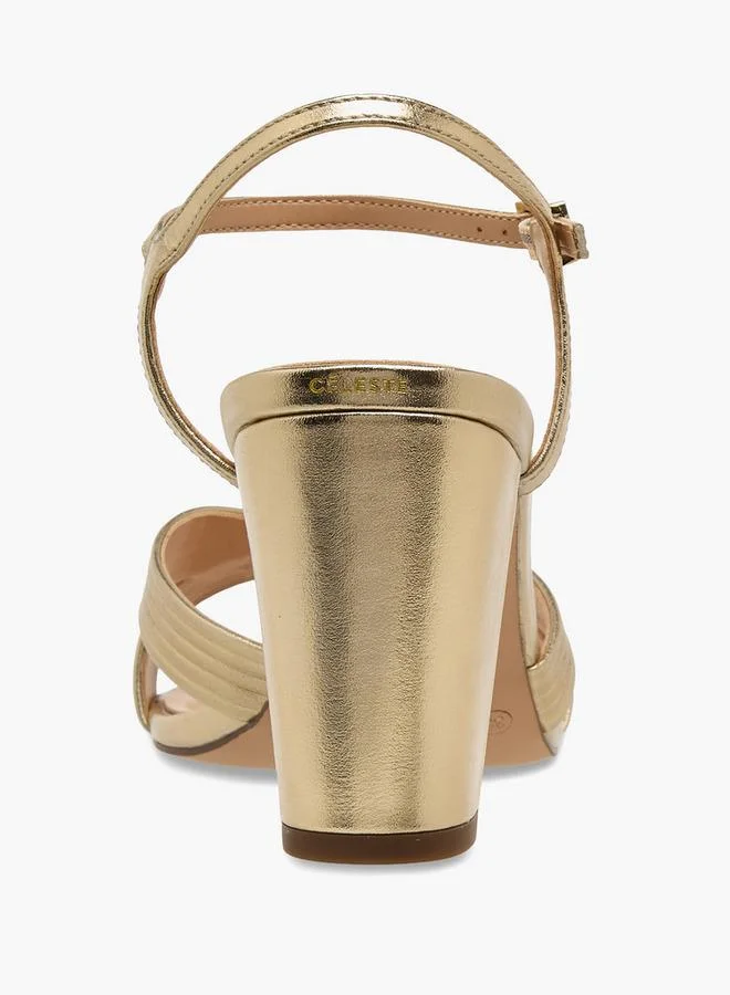Celeste GOLD Women Block Heel Sandals for Women | Best Price UAE