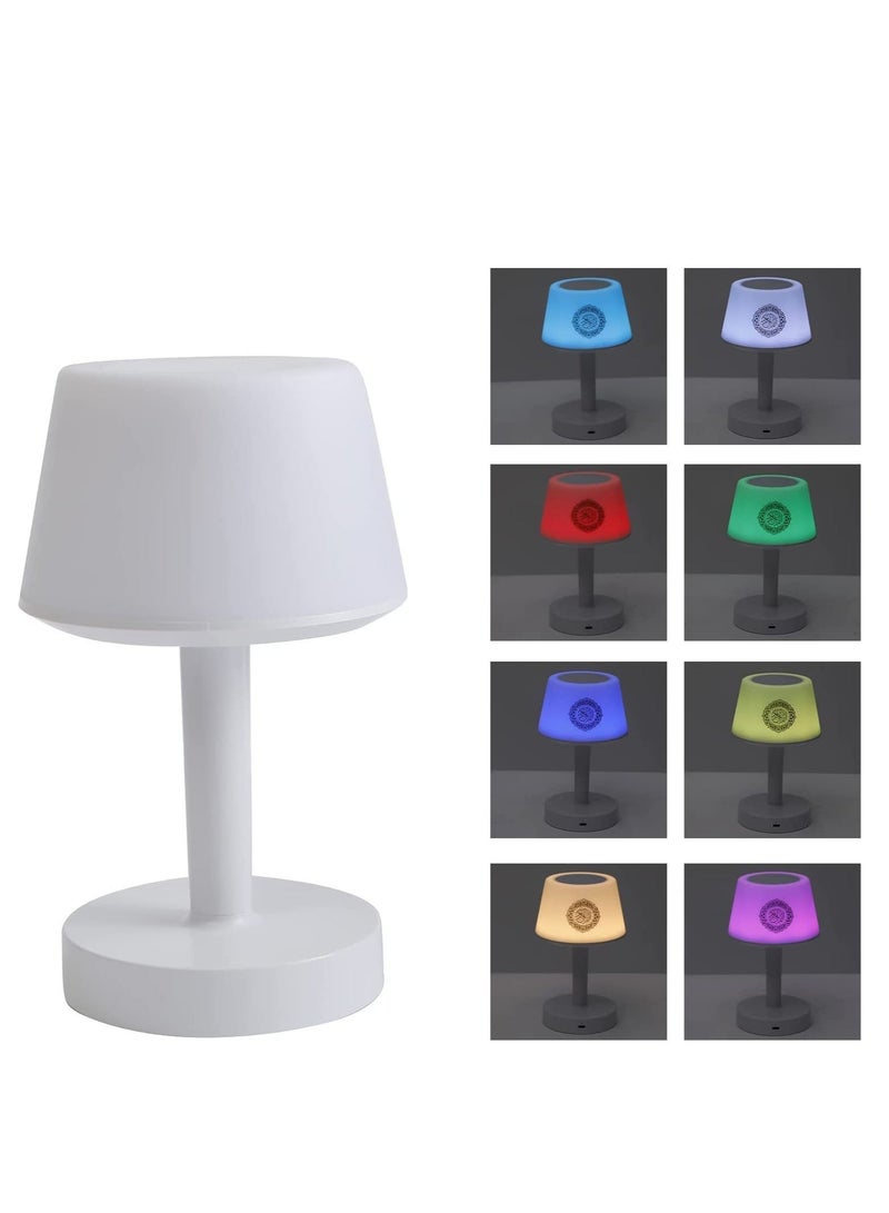 Raxoom Desk Lamp Qur'an Speaker/Azan Clock/Bluetooth, 7 Colors LED Touch Table Lamp 8GB, With 16 Reciters Plus 16 Translations - Image 2