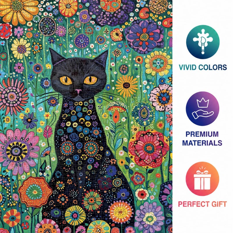 Cross & Glory | 1000 Piece Jigsaw Puzzles for Adults | Petals and The Midnight Cat | 1000 Piece Puzzle for Adults Cats & Floral | Satin Finish | Ages 14+ - Image 5