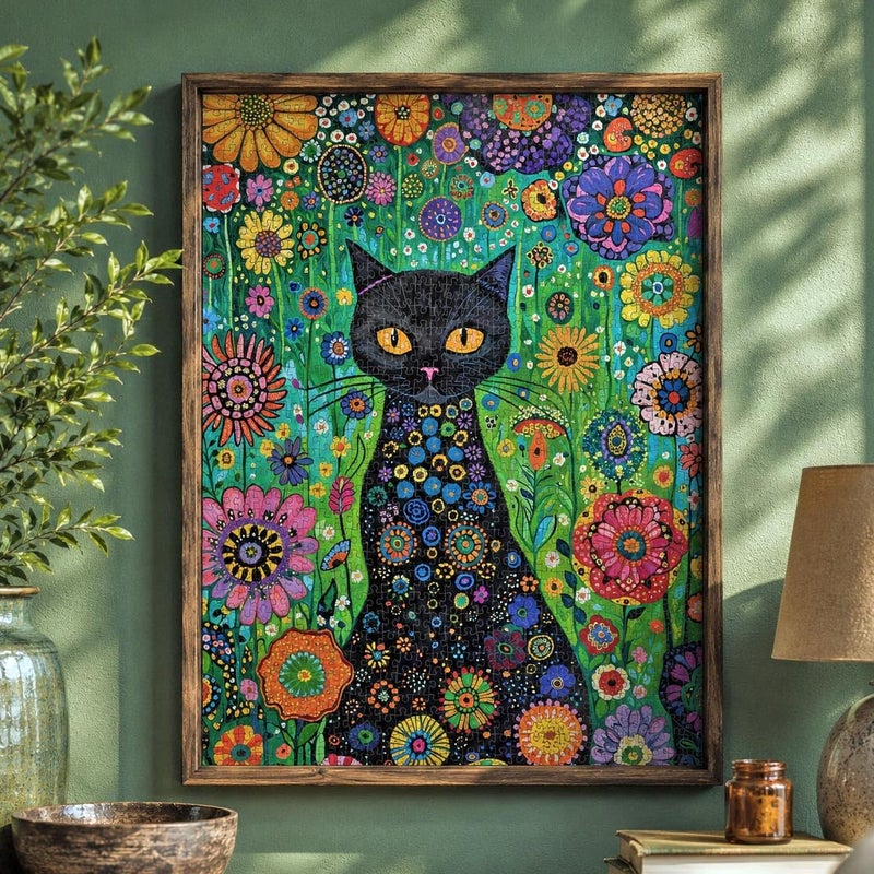 Cross & Glory | 1000 Piece Jigsaw Puzzles for Adults | Petals and The Midnight Cat | 1000 Piece Puzzle for Adults Cats & Floral | Satin Finish | Ages 14+ - Image 3
