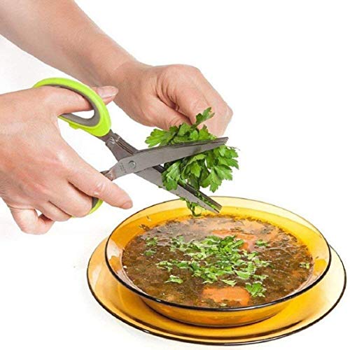 Mr Brand Creation Scissors with 5 Blades and Cover Cool Kitchen Gadgets Cutter Chopper and Mincer Sharp Heavy Duty Shears for Cutting Shredding and Cooking Fresh Garden Herbs (Multicolor, 1Pcs) - Image 3