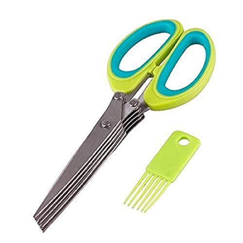 Mr Brand Creation Scissors with 5 Blades and Cover Cool Kitchen Gadgets Cutter Chopper and Mincer Sharp Heavy Duty Shears for Cutting Shredding and Cooking Fresh Garden Herbs (Multicolor, 1Pcs) - Image 1