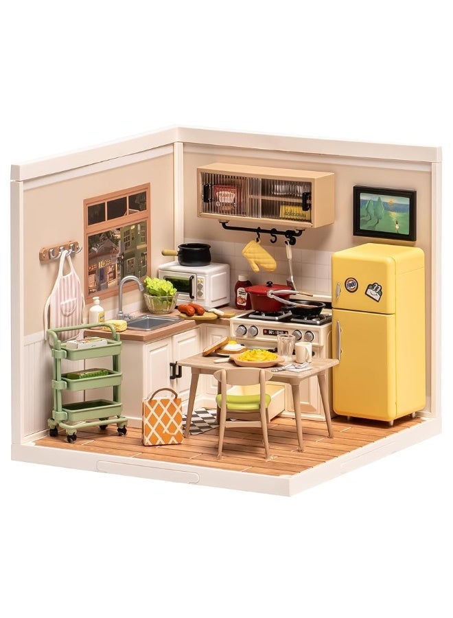 Rowood Miniature House Kit,DIY Dollhouse Kit to Build for Adults,Tiny Room with Mini Furniture,Adult Craft Kits Teen Girl Gifts on Birthday Christmas-Happy Meals Kitchen - Image 5