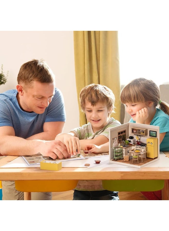 Rowood Miniature House Kit,DIY Dollhouse Kit to Build for Adults,Tiny Room with Mini Furniture,Adult Craft Kits Teen Girl Gifts on Birthday Christmas-Happy Meals Kitchen - Image 1