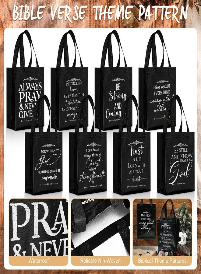 Aliceset 24 Pcs Christian Gift Bags Bulk with Handles for Church Favors Reusable Medium Bible Verse Religious Gift Bags Non Woven Welcome Totes for Baptism Vacation Bible School Gifts (Black - Image 2