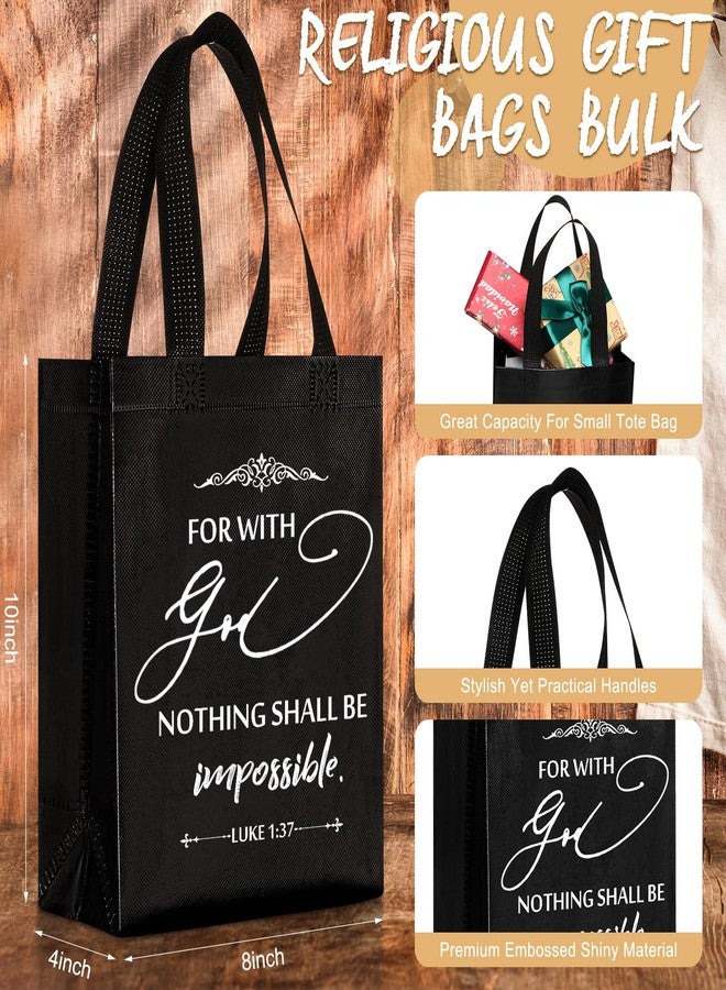 Aliceset 24 Pcs Christian Gift Bags Bulk with Handles for Church Favors Reusable Medium Bible Verse Religious Gift Bags Non Woven Welcome Totes for Baptism Vacation Bible School Gifts (Black - Image 3