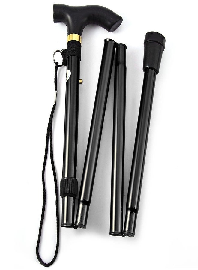 Comfkey Folding Lightweight Walking Stick - Adjustable Aluminum Metal Collapsible Travel Cane with Non-Slip Rubber Base (Black) - Image 1