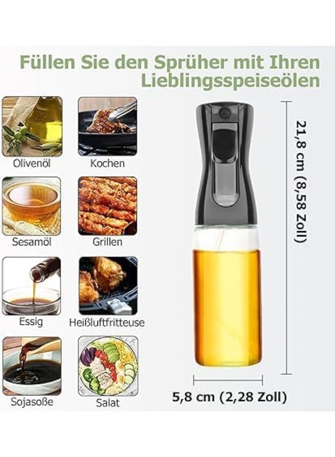 220ml Olive Oil Sprayer for Cooking, BBQ & Air Fryer – Elegant Refillable Mist Bottle for Olive Oil, Vinegar & Water – Multi-Use Atomiser for Salad, Baking & Curly Hair Care (Black) - Image 4