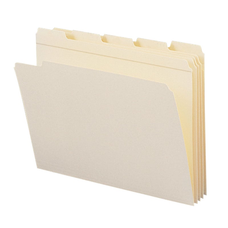 Smead File Folder, Reinforced 1/5-Cut Tab, Assorted Positions, Letter Size, Manila, 100 per Box (10356) - Image 1