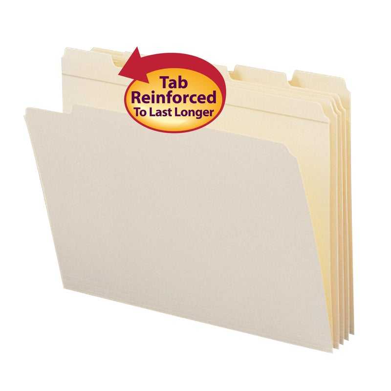 Smead File Folder, Reinforced 1/5-Cut Tab, Assorted Positions, Letter Size, Manila, 100 per Box (10356) - Image 2