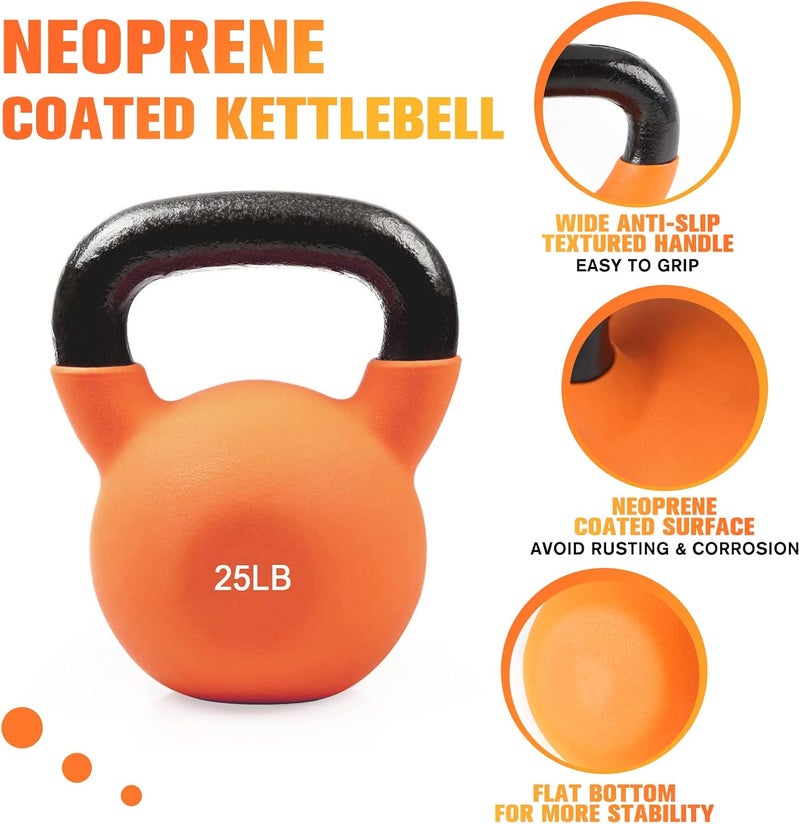 RitFit Neoprene Coated Solid Cast Iron Kettlebell 5 10 15 20 25 30 35 40 45 50 LB, Great for Full Body Workout, Cross-Training, Weight Loss & Strength Training - Image 2