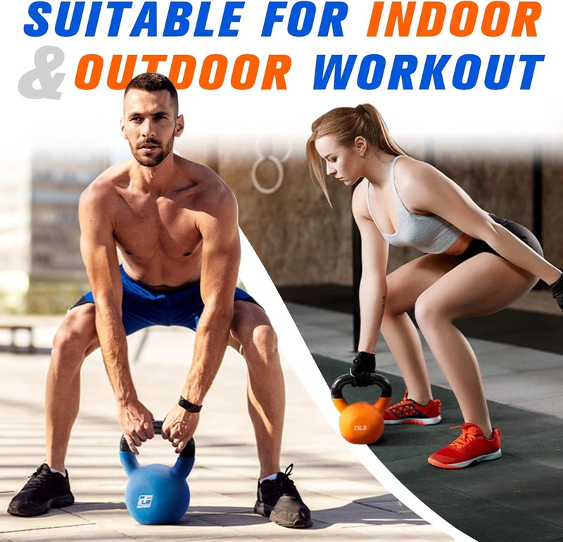 RitFit Neoprene Coated Solid Cast Iron Kettlebell 5 10 15 20 25 30 35 40 45 50 LB, Great for Full Body Workout, Cross-Training, Weight Loss & Strength Training - Image 5