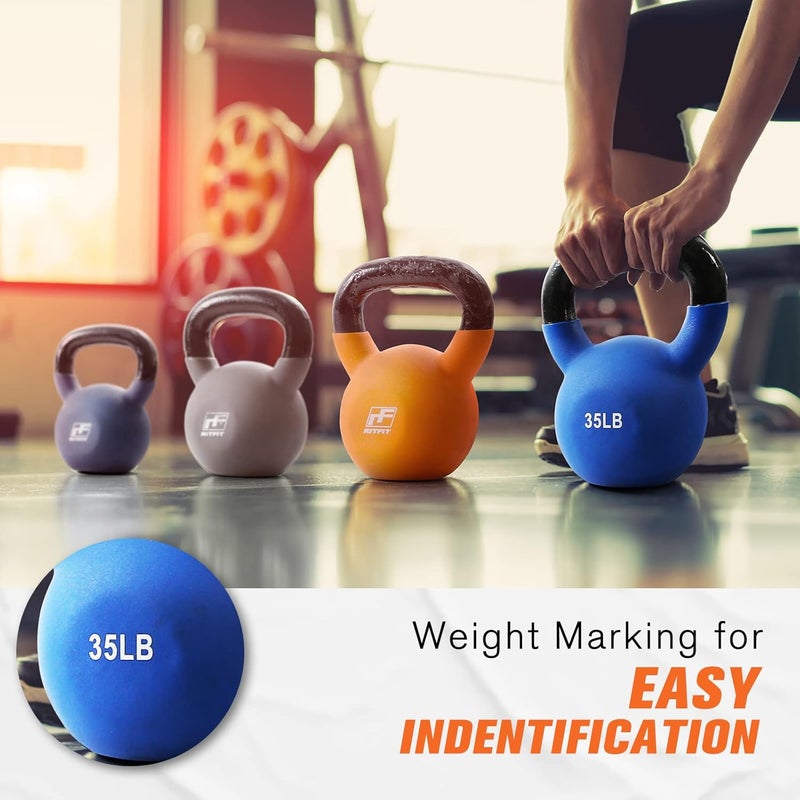 RitFit Neoprene Coated Solid Cast Iron Kettlebell 5 10 15 20 25 30 35 40 45 50 LB, Great for Full Body Workout, Cross-Training, Weight Loss & Strength Training - Image 4
